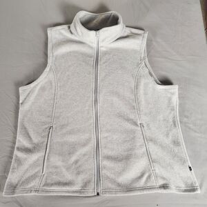 Men’s Full Zip Fleece Vest Gray Heather Sleeveless Casual Outdoor Layering